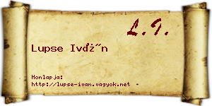 Lupse Iván névjegykártya